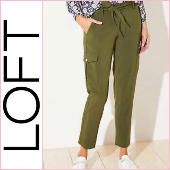 Loft Slim Tie Waist Cargo Ankle Pants - Picture 1 of 5